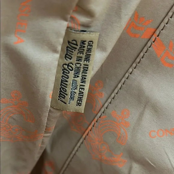 Consuela Orange Quilted Tote with Brown  Leather Accents, patent coated - Picture 4 of 10